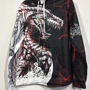 Zootop Bear Men’s 3D Dragon Printed Hoodie Sweatshirt Pullover Size Medium